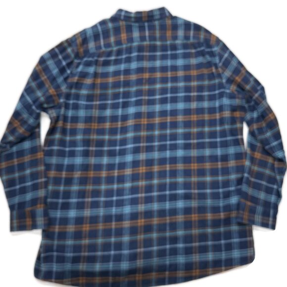 LL Bean Katahdin Performance Flannel Button Up Shirt Mens XLT Blue Plaid Heavy - Picture 8 of 8